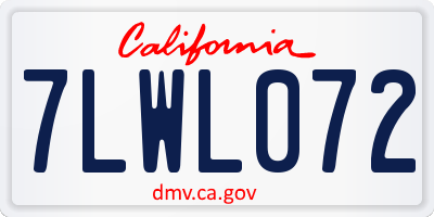 CA license plate 7LWL072