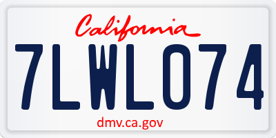 CA license plate 7LWL074