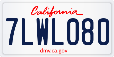 CA license plate 7LWL080