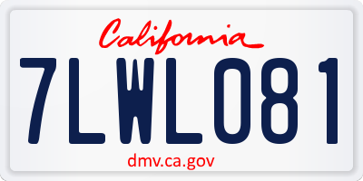 CA license plate 7LWL081