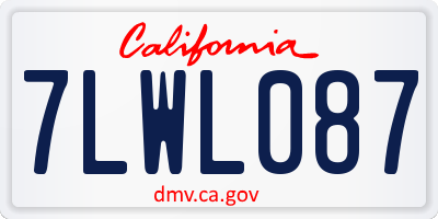 CA license plate 7LWL087