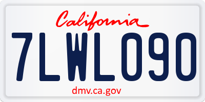 CA license plate 7LWL090