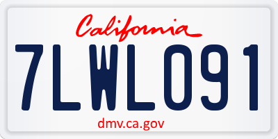 CA license plate 7LWL091