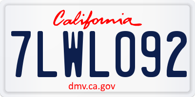 CA license plate 7LWL092