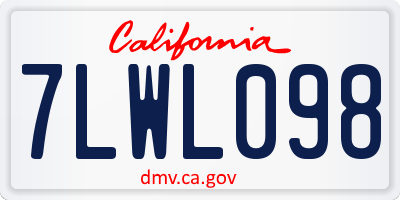 CA license plate 7LWL098
