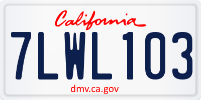 CA license plate 7LWL103