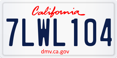 CA license plate 7LWL104