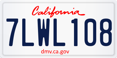CA license plate 7LWL108