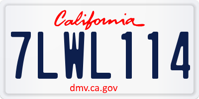 CA license plate 7LWL114