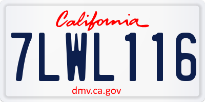 CA license plate 7LWL116