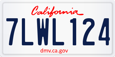 CA license plate 7LWL124