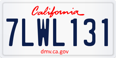 CA license plate 7LWL131