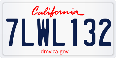 CA license plate 7LWL132