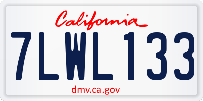 CA license plate 7LWL133