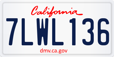 CA license plate 7LWL136