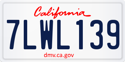 CA license plate 7LWL139