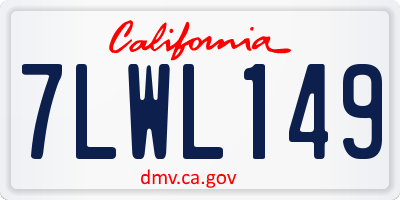 CA license plate 7LWL149