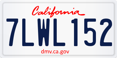 CA license plate 7LWL152