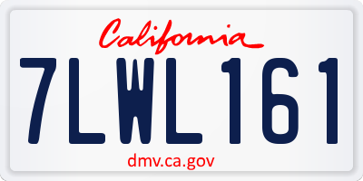 CA license plate 7LWL161