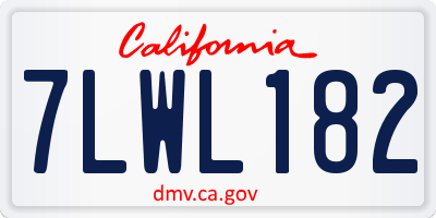 CA license plate 7LWL182
