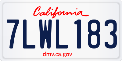 CA license plate 7LWL183
