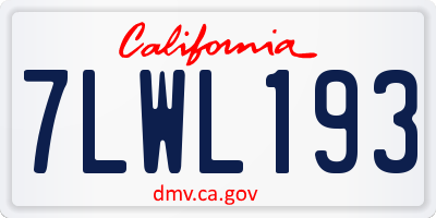 CA license plate 7LWL193