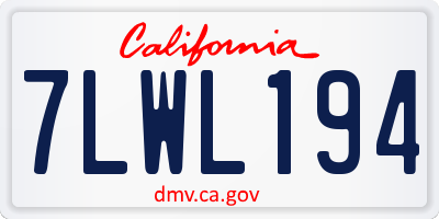 CA license plate 7LWL194