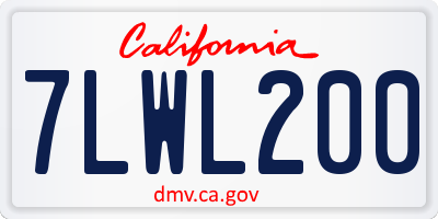 CA license plate 7LWL200