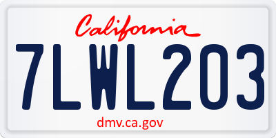 CA license plate 7LWL203
