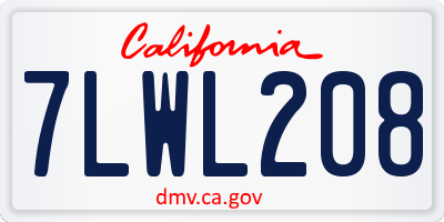 CA license plate 7LWL208