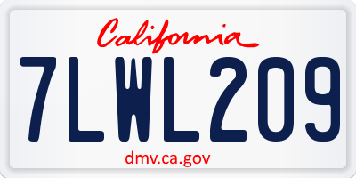 CA license plate 7LWL209