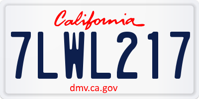 CA license plate 7LWL217