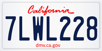 CA license plate 7LWL228