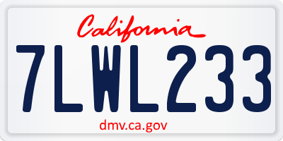 CA license plate 7LWL233