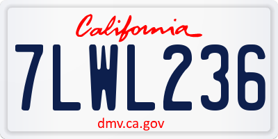 CA license plate 7LWL236