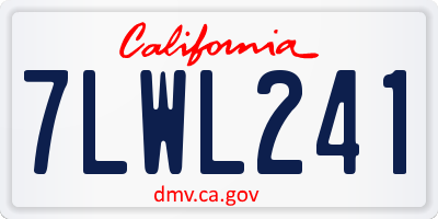 CA license plate 7LWL241