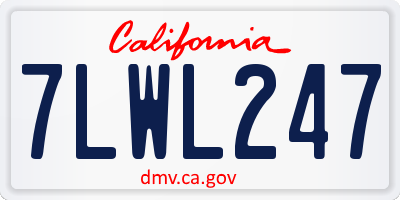 CA license plate 7LWL247