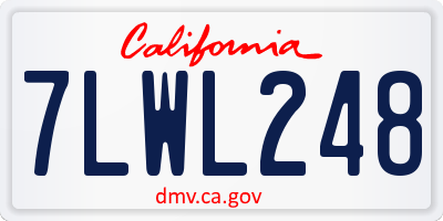 CA license plate 7LWL248