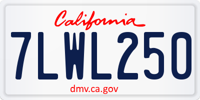 CA license plate 7LWL250