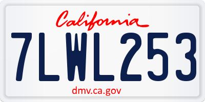 CA license plate 7LWL253
