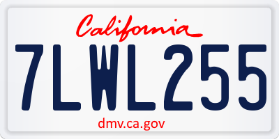 CA license plate 7LWL255