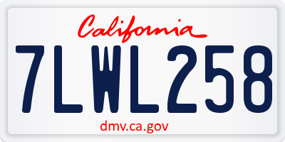 CA license plate 7LWL258