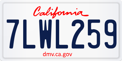 CA license plate 7LWL259