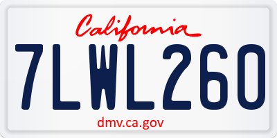 CA license plate 7LWL260