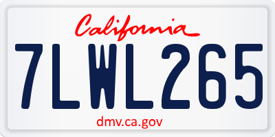 CA license plate 7LWL265