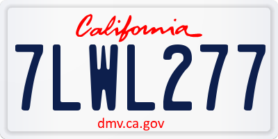 CA license plate 7LWL277