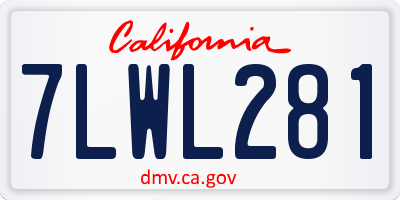 CA license plate 7LWL281