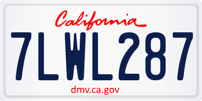 CA license plate 7LWL287