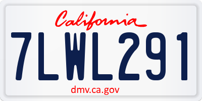 CA license plate 7LWL291