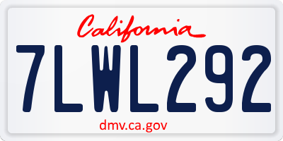 CA license plate 7LWL292